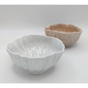 Signed Bill Brouillard RARE set of vintage ceramic bowls organic shell shapes